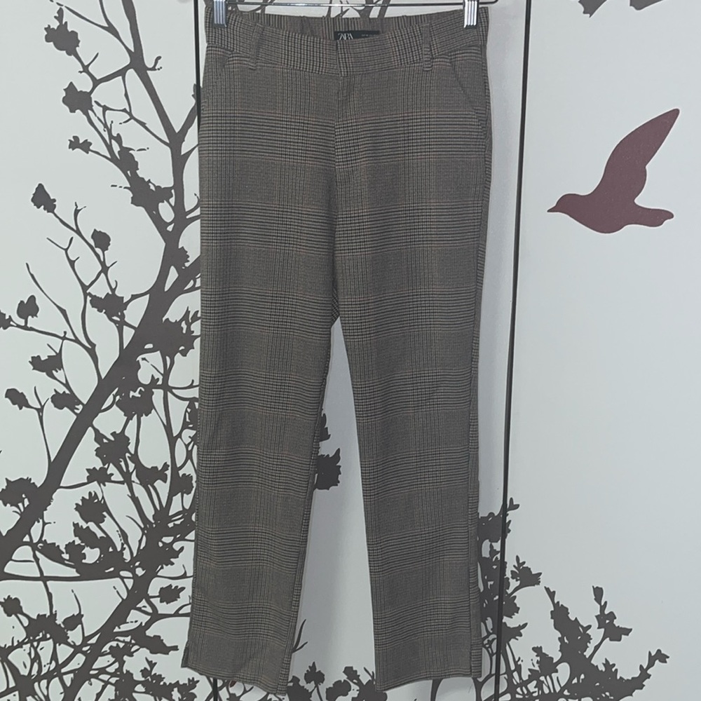 ZARA Women’s XS (Mex 24) Plaid Red/Brown Dress Pants w/ Pockets NWOT $35